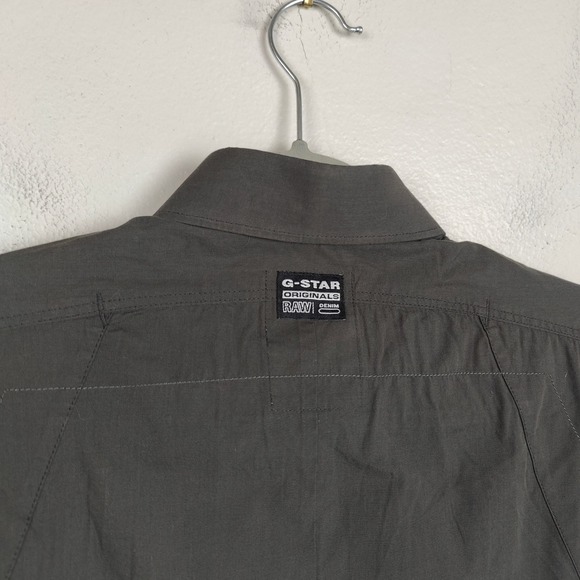 G Star Raw Elite Shirt Mens Small Snap Button Gray Rocker Military‎ Utility - Picture 6 of 10